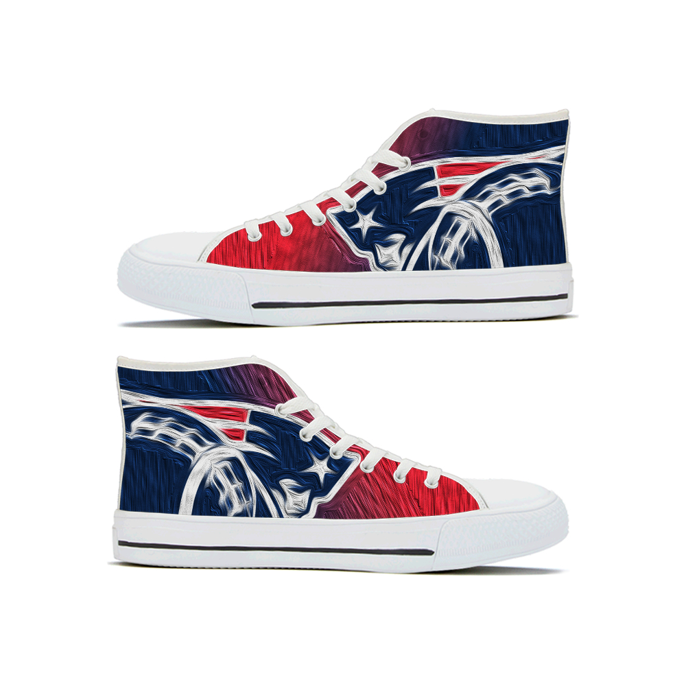 Women's New England Patriots High Top Canvas Sneakers 003